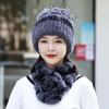 New Fashion Women Winter Real Rex Rabbit Fur Hat Scarf Natural Soft Rex Rabbit Fur Cap Scarves Sets For Lady Outdoor Keep Warm