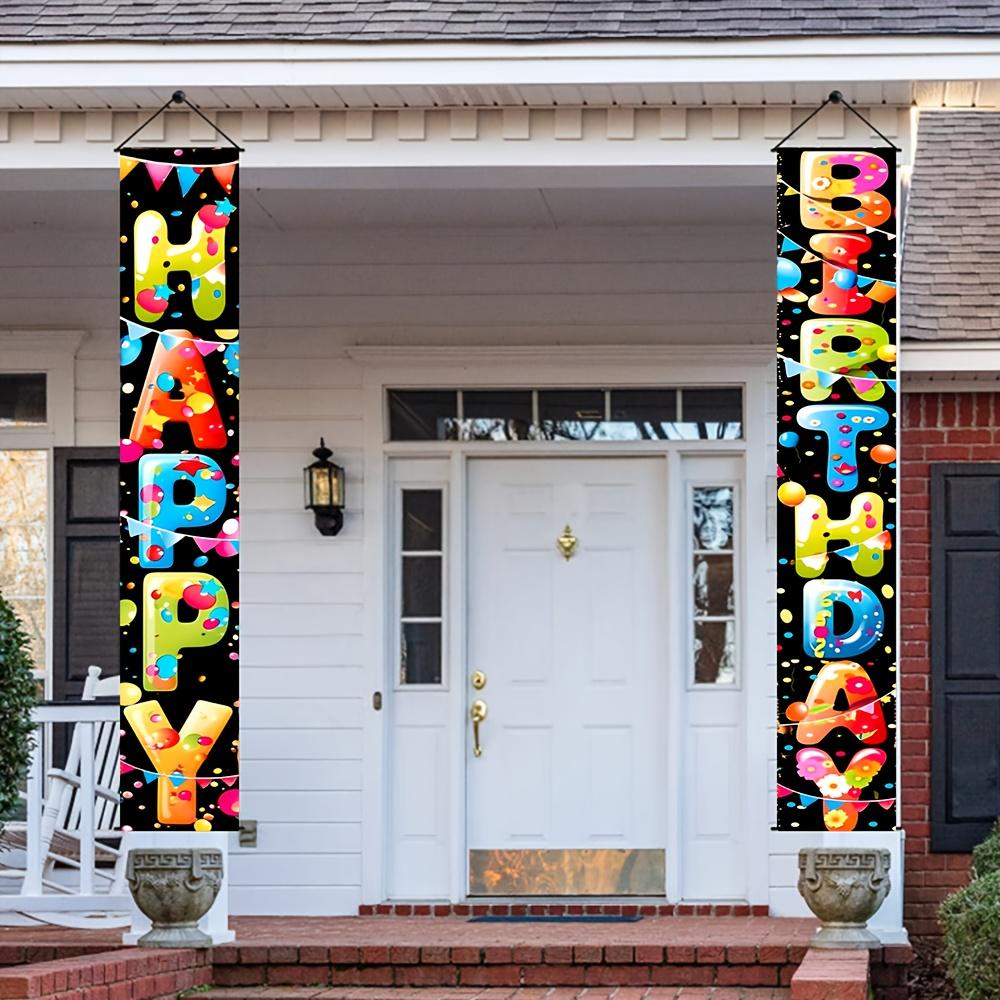 Happy Birthday Door Banner Balloons Confetti Cheerful Polyester 30x180cm Indoor Outdoor Decor