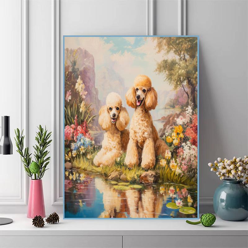 Beautiful Poodle Pattern 3pcs 100% Round Full Drill 5D DIY Diamond Painting Embroidery Cross Stitch Rhinestone Décor