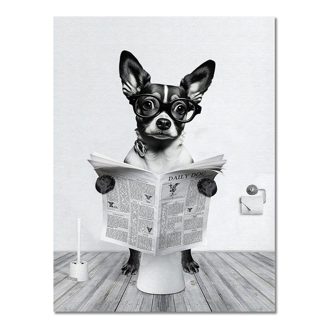 Плакат с изображением животных в ванной комнате. Жираф, слон, обезьяна, зебра, сидящая в ванне.