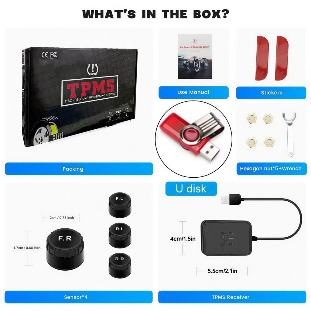 USB Android TPMS с датчиками контроля давления в шинах Система сигнализации Обмен беспроводной трансмиссией Система контроля давления в шинах