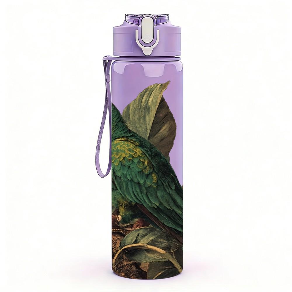 1PC Parrot Jungle Tropical Bird Pattern 750ml Color Plastic Sports Water Bottle Leakproof Flip Straw Lid Suitable for Sports Office Home Use