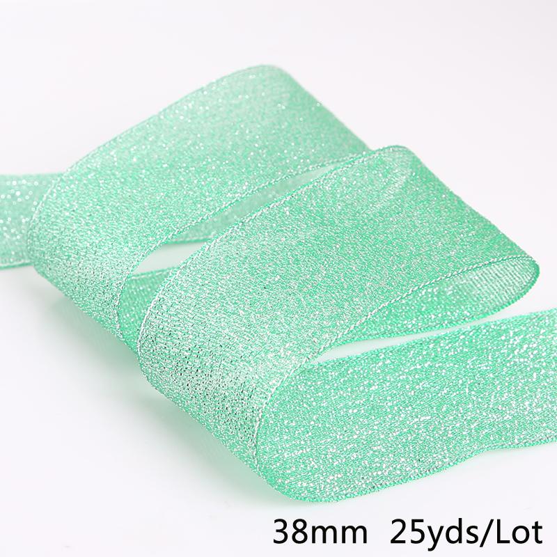 25 ярдов металлическая лента из органзы для украшения свадебной вечеринки, подарочная упаковка, рождественские ленты