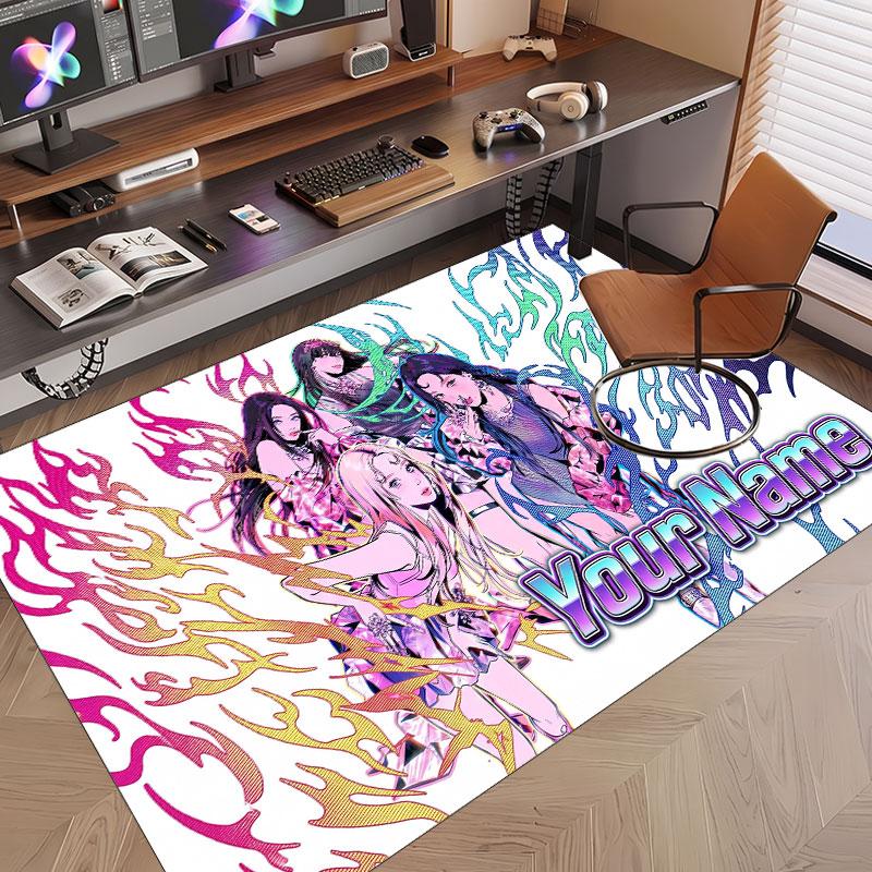 Custom Name Crystal Velvet Rug,aespa Comfortable Anti Slip Floor Mat For Room Decoration