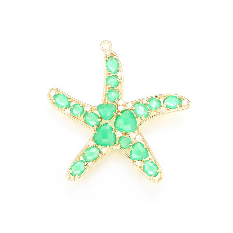 ZHUKOU 52x54mm fashion Crystal starfish pendant for women Handmade Necklace Earrings Making Accessories model:VD417