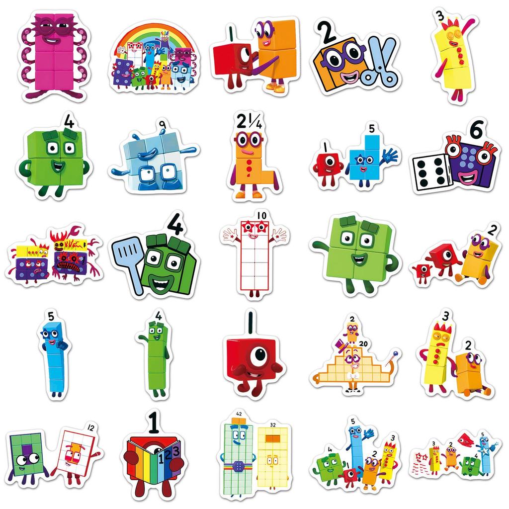 50 водостойких декоративных наклеек Numberblocks для дошкольного образования