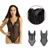 Women's Mesh Sheer See Through Zipper High Cut Thong Teddy Leotard Bodysuit Swimsuit