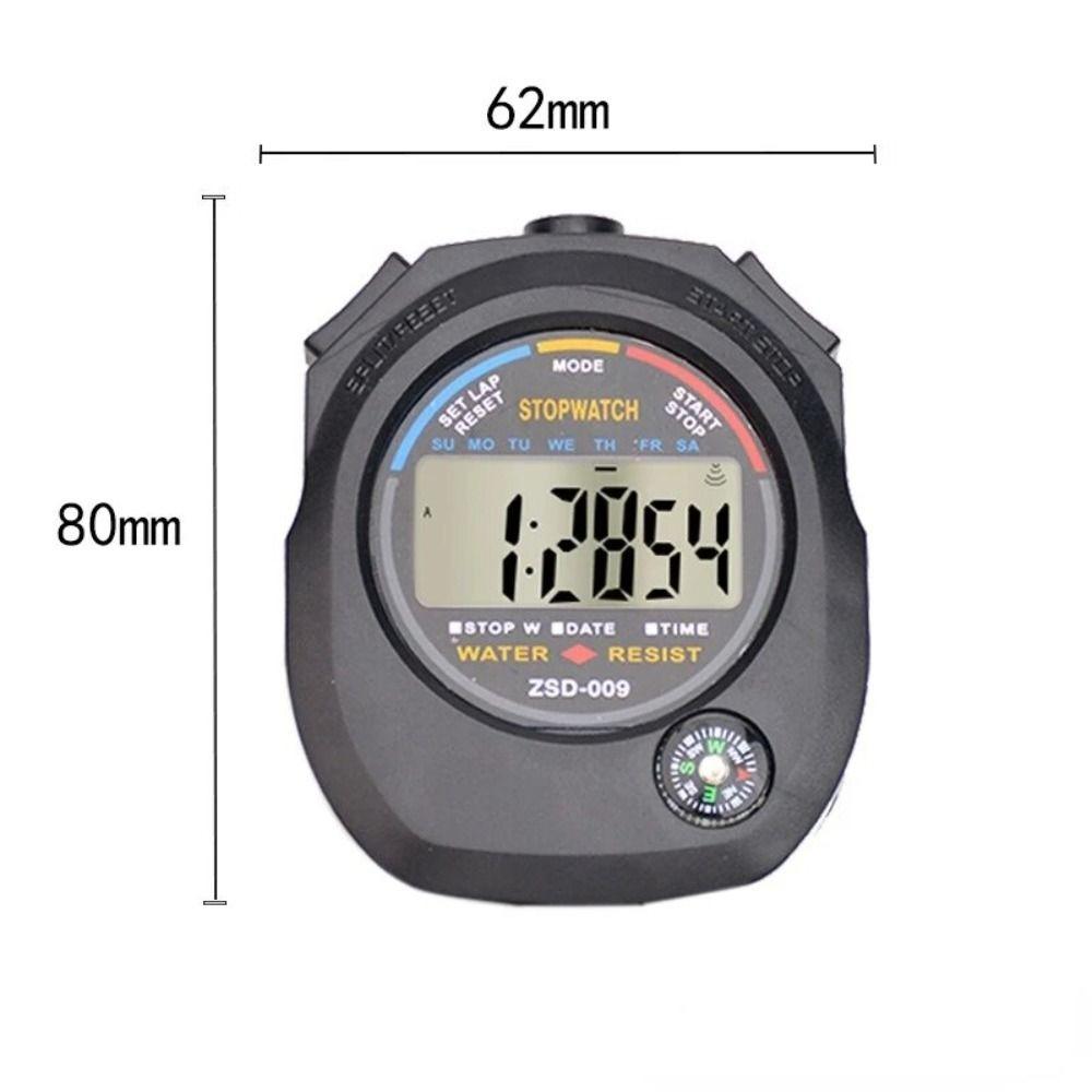 Professional LCD Sports Stopwatch Waterproof Training Timer Portable 24H Clock Watch
