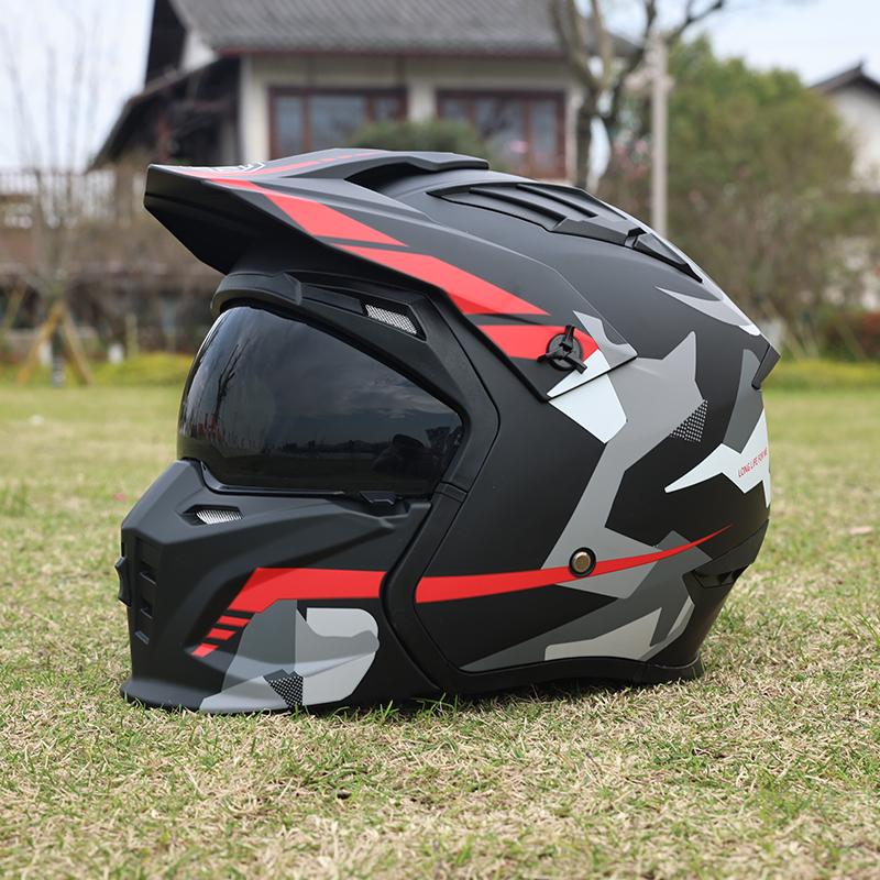 ORZ-163 Motorcycle Helmet Men's and Women's Retro Street Fighter Combination Helmet Full Helmet Detachable Half Helmet