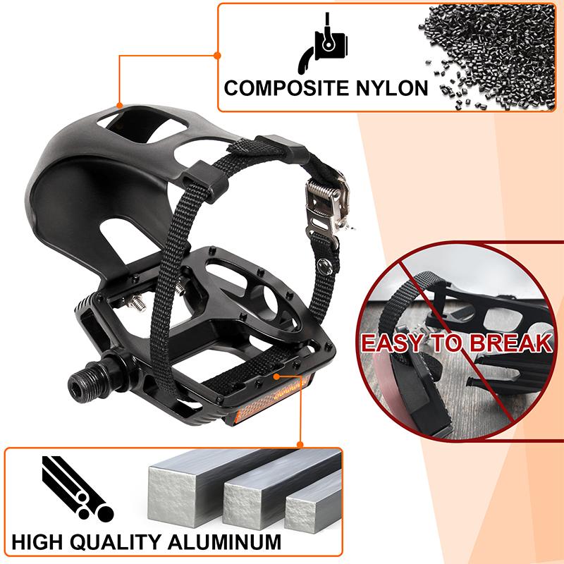 BUCKLOS Toe Clip Pedal Aluminum Alloy Bicycle Spin Pedal Non-slip Indoor Exercise Bike Pedals Dynamic Bike Pedals Bicycle Part