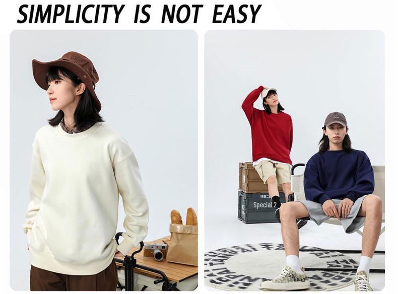 Unisex Lambswool Fleece-Lined Hoodie: Heavyweight, Loose Fit, Plus Size, Warm & Versatile for Autumn/Winter