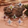S925 Sterling Silver Natural Tanzanite Garnet Peridot Topaz Sapphire Ring Four-Pointed Star Index Finger Ring
