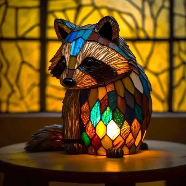 Resin Dog Series LED Night Light Animal Statue Art Figurine for Home Desktop Decoration with USB or Button Control