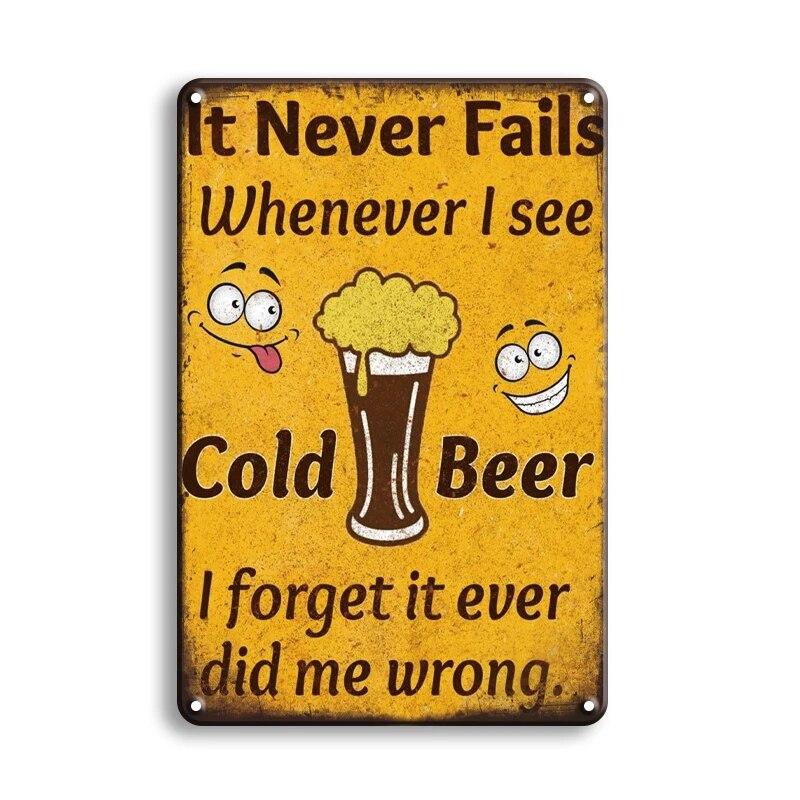 Знаки холодного пива, металлическая табличка, пиво, поднимающее настроение, винтажные постеры для мужчин, пещерный бар, паб, клуб, жестяная тарелка, художественные настенные наклейки, домашний декор
