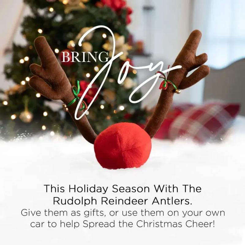 Рождественские Оленьи Рога Набор для Украшения Автомобиля Украшение в виде Рогов Северного Оленя Подарочный Набор для Праздничных Автомобильных Аксессуаров Подвеска для Экстерьера