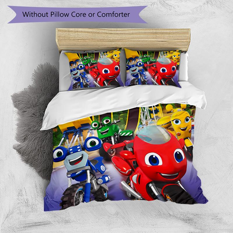 3pcs Ricky Zoom pattern bedding set duvet cover set includes duvet cover &pillowcases, perfect all season bedroom decoration & gift
