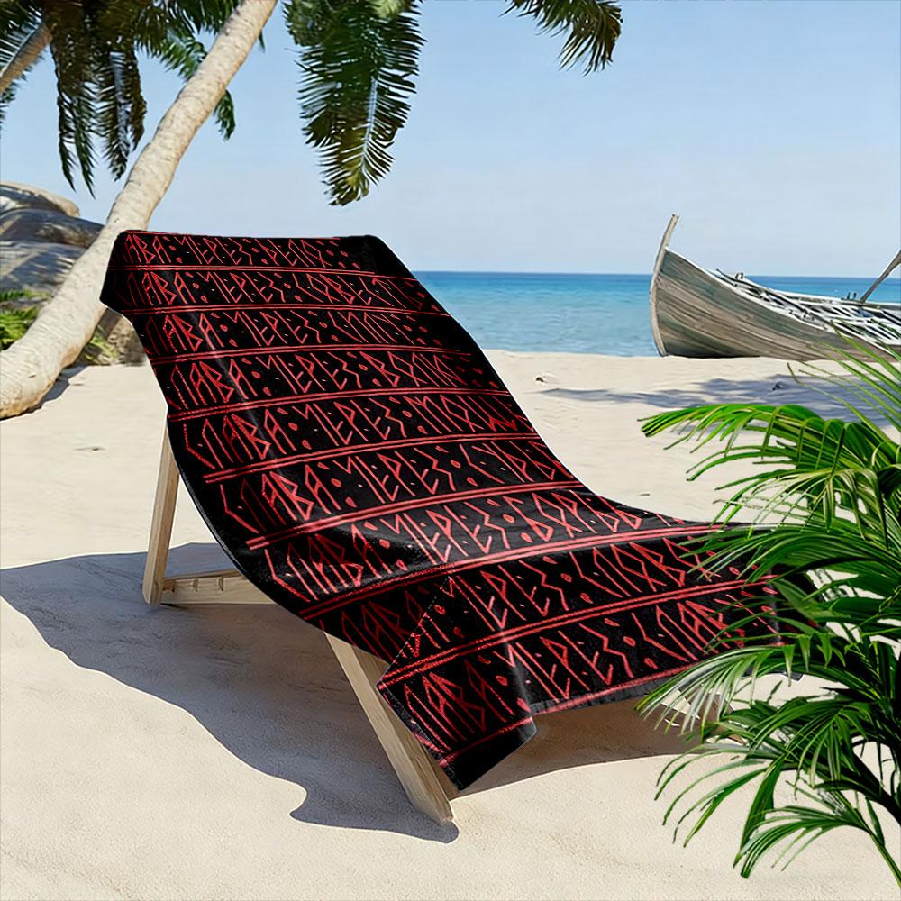 Bold runic inspiration Print beach towel, quick drying, suitable for travel, outdoor sports, jogging, the beach and swimming, gift