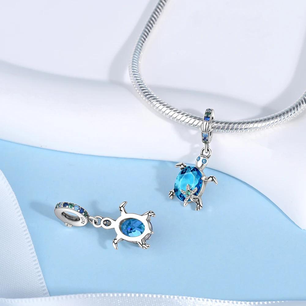 Copper Crabs Ocean Series Blue Turtle Starfish Shell Fit Original Bracelet Charms For Women Diy Fine Jewelry Gifts