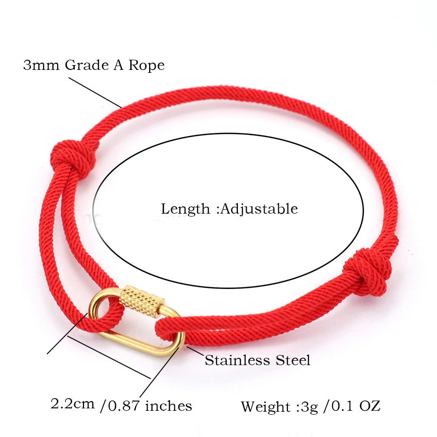 Fashion Men String Bracelet Gold Color Stainless Steel Mountaineering Buckle Outdoor Rescue Cord Chain Braslet Pulseria Hombre