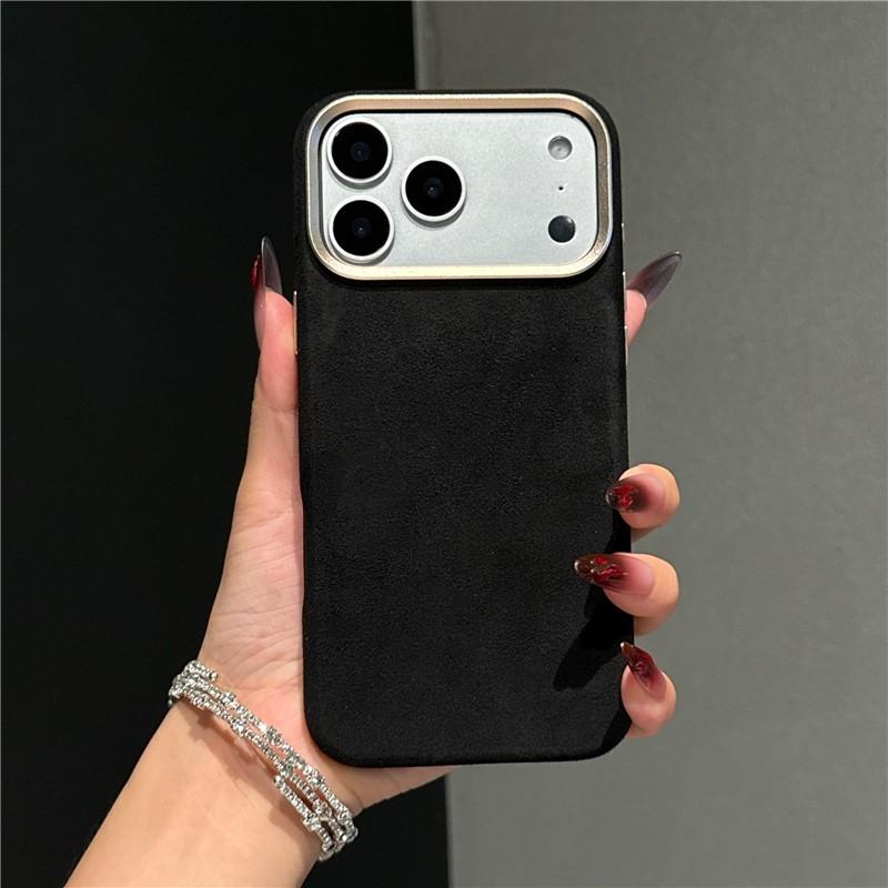 Роскошный кожаный чехол с магнитной застежкой для iPhone 17 13 14 15 16 Pro Max Air Premium Замша Металлическое кольцо для камеры Ударопрочный чехол