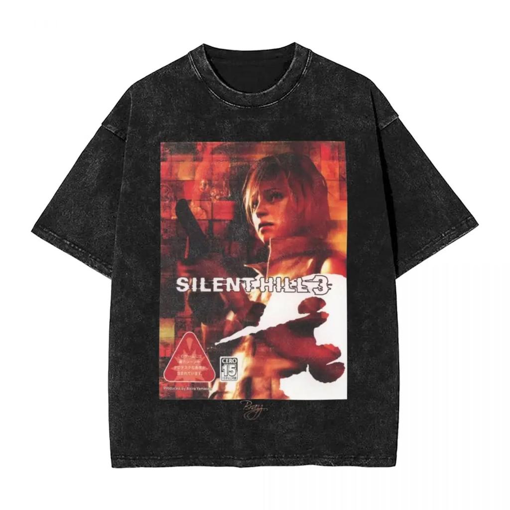 Модные винтажные футболки Silent Hill, уличная одежда, топы с принтами для мужчин и женщин, хлопок, Харадзюку, тематика фильмов ужасов и игр