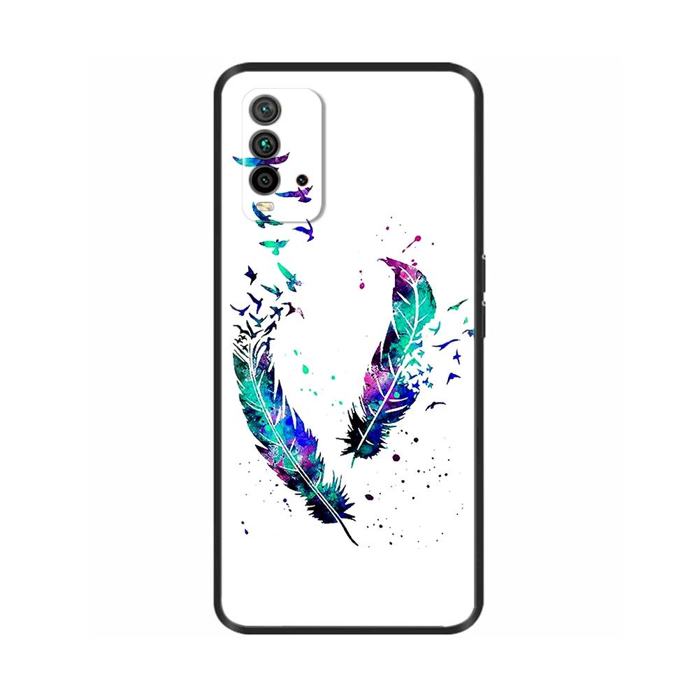 For Redmi 9T Case Silicone Back Cover Phone Case for Xiaomi Redmi 9T Redmi9t 9 T Soft Cases Fundas Para Bumper Coque Cat Flower