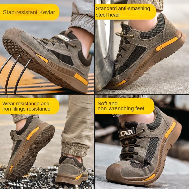 Labor Insurance Shoes Leather Breathable Anti-smashing Anti-piercing Fashion Work Shoes Construction Site Shoes