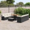 Garden Sofa Set with Cushions 11 pcs Black Poly Rattan