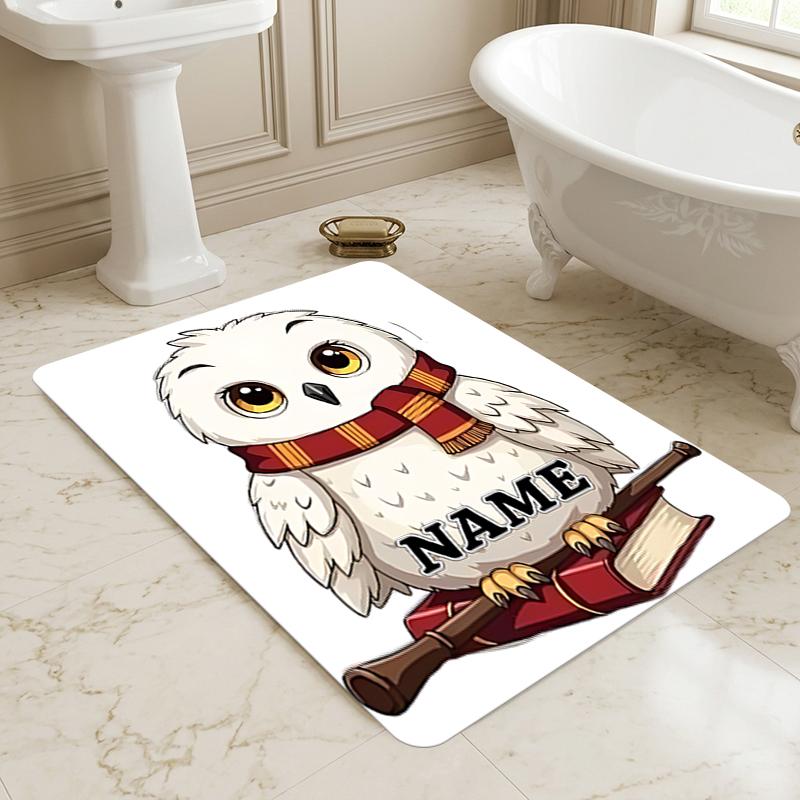 Custom Name Owl Art Living Room Non-Slip Area Rug Soft Carpet for Bedroom Kids Playroom Sofa Office Home Decor Doormat