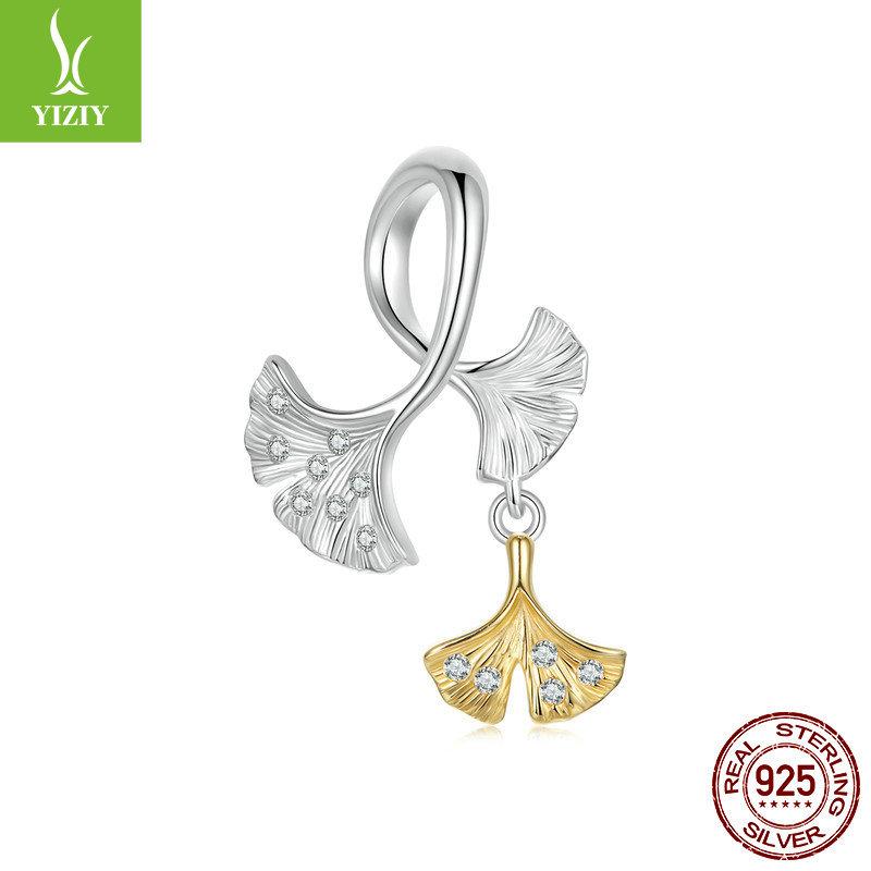 Autumn Ginkgo Biloba Diy Bracelet Beaded Accessories, Romantic Mori S925 Sterling Silver Butterfly Beads