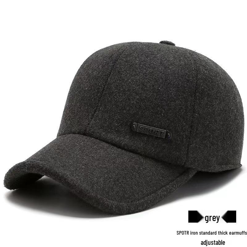 Men's Winter Wool Baseball Cap with Ear Protection for Middle-Aged/Elderly