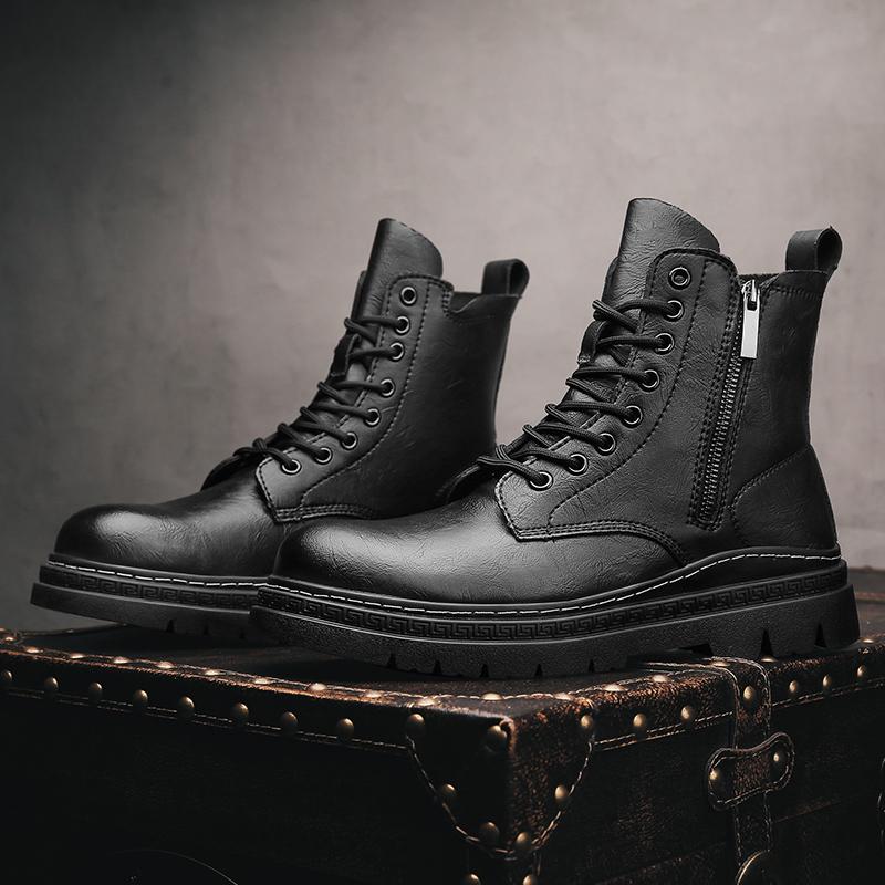 Новые роскошные брендовые мужские уличные ботинки, мотоциклетные ботинки с круглым носком, повседневные кожаные ботинки для мужчин, ботильоны, мужские ботинки