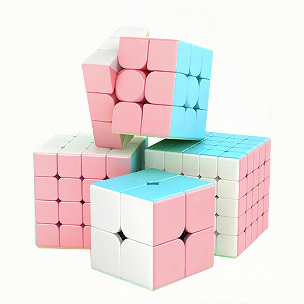 Тег Macaron Magic Smooth Educational Magic Educational Kill Brain Gift для старших классов начальной школы НАБОР 2x2 3x3 4x4 [Красный Утилизация] Куб, Куб,