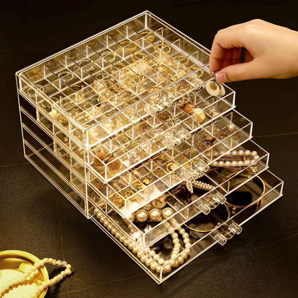 120Grids Jewelry Storage Box Drawer Style Jewelry Sorting Box Nail Art Organizer Box Desktop