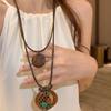 Tassel Ethnic Style Wooden Necklace Wood Bohemian Style Necklace Retro Long Sweater Chain  Women