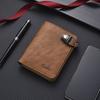 Solid Color Men's Wallet Zipper Leather Coin Purse Luxury Business Card Holder  Gift