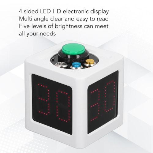 Portable Shot Clock, Board Game Cube Timer, Poker Countdown Stopwatch with Preset Times, Custom Preset Timer with 4-Sided LED Display for Chess Contes