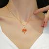 Zircon Maple Leaf Pendant Necklace for Women 2023 New Stainless Steel Chain Necklace Fashion Party Jewelry