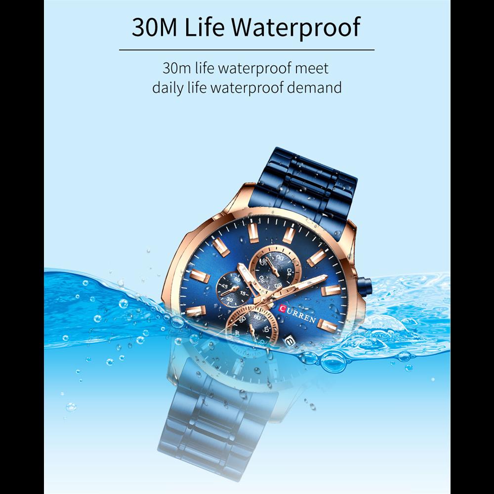 CURREN Luxury Brand Sports Quartz Watches Men Watch with Luminous Hands Chronograph Auto Date Fashion Stainless Steel Wristwatch