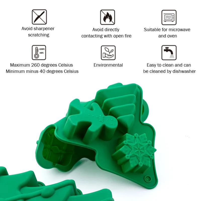 Christmas Silicone Mold Christmas Tree Snowflake Elk Chocolate Cake Biscuit Candy Mold DIY Gingerbread Mans Baking Utensils