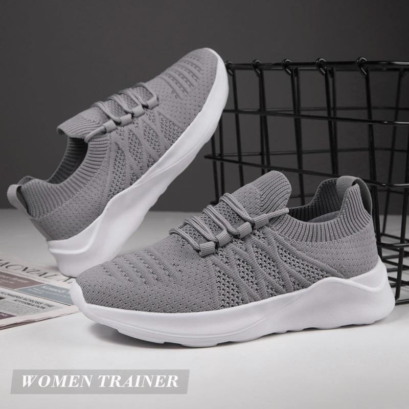 Fashion Fujeak Women Walking Tennis Female Flat Shoes Slip-On Running Casual Sports Shoes White Breathable Athletic Running Footwear
