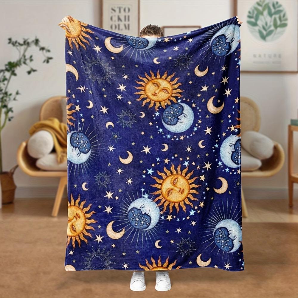Sun and Moon Totem digitalprinted polyester Bedroom velvet flannel cover blanket Fleece soft sofa cover blankets for beds