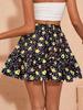 Rose Beauty A Базовые юбки Женские шорты Мини эластичные плиссированные юбки Леопардовый принт Оборка по низу A Расклешенная юбка