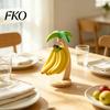 Solid Wood Banana Rack Wooden Hanger, Coconut Tree Shape, with Metal Hook, Tropical Fruit Holder Theme Stable Base Rack, for Kitchen Countertop