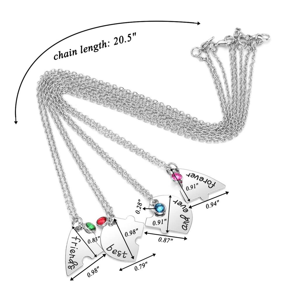 Top Plaza Ожерелье "Лучшие друзья навсегда и навечно" 3 BFF Сердце Пазл Парные Подвески из сплава Дружба Ювелирные изделия для сестер, Серебристый сплав.