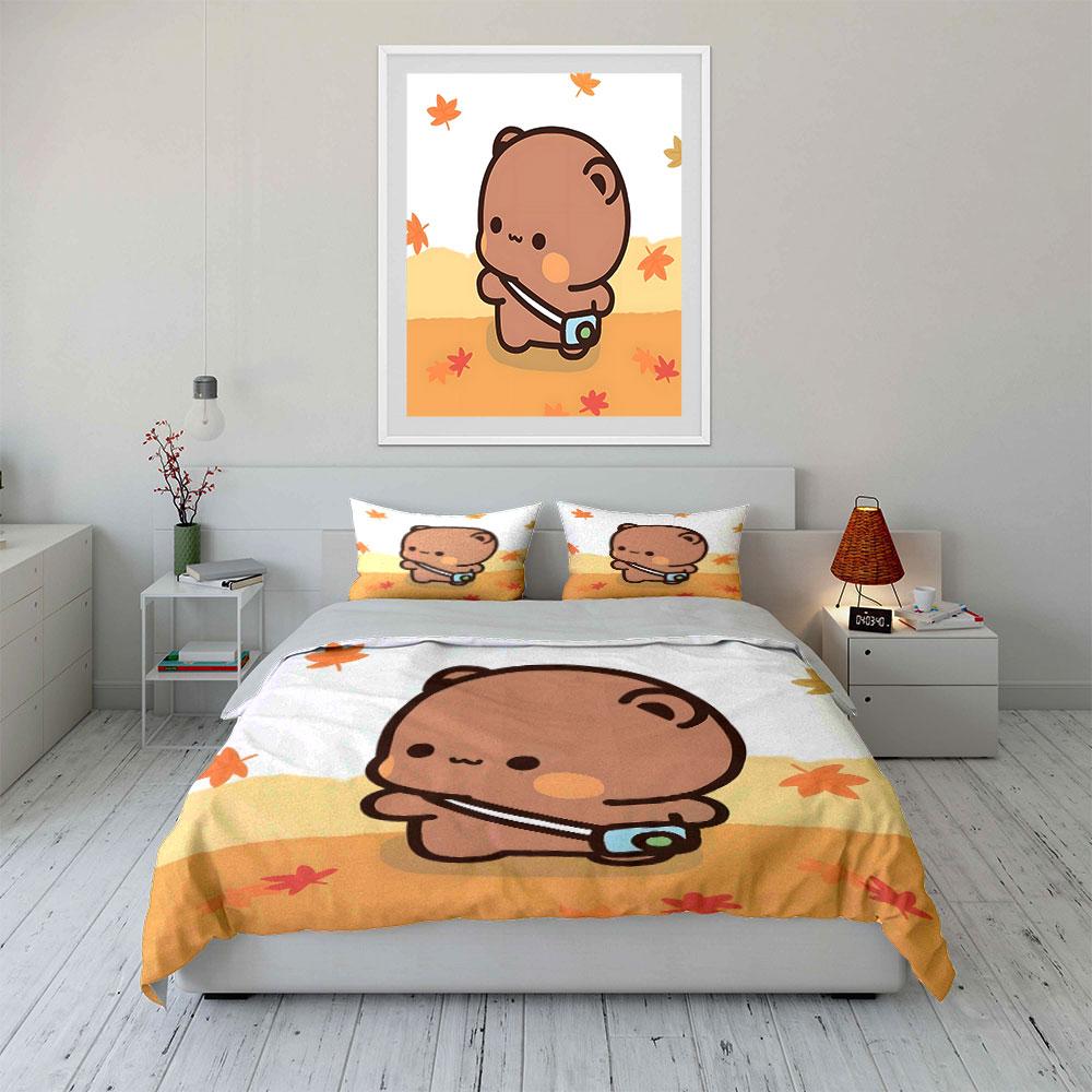 Adorable bear with autumn leaves Bedding sets Duvet covers Pillowcases(1* Duvet Cover 2* Pillowcases without duvet insert)