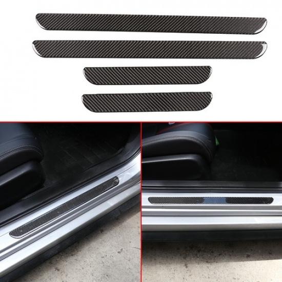 Carbon Fiber Door Plate Scuff Sill Panel Anti Scratch Trim For Honda Civic 16-20