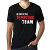 Men’s Vintage Tee Shirt Graphic T Shirt V Neck Be Part of The Tempting Team Deep Black White Text