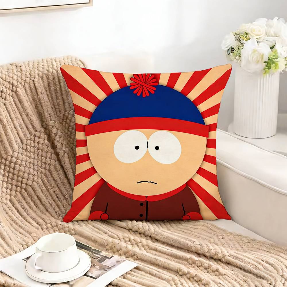 SSouth Cartoon PParksp Pillow Case Square DoubleSided Sofa Cushion Cover Bedroom Bedside Pillow