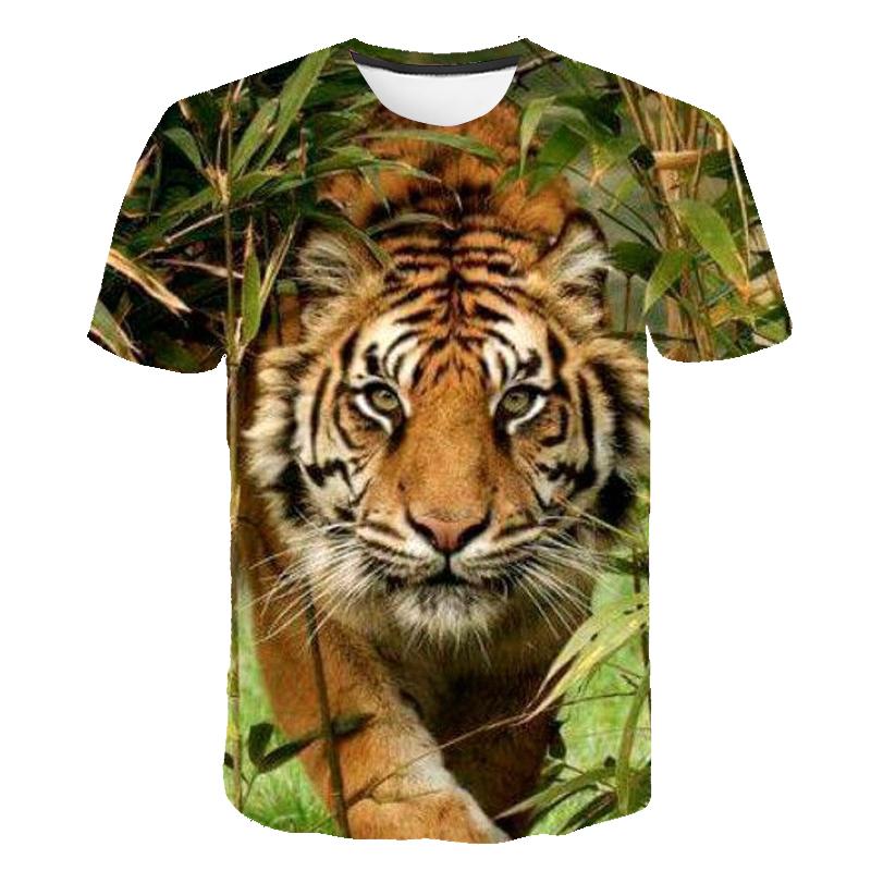 Футболка с рисунком тигра, мужская новая летняя повседневная модная футболка с круглым вырезом и принтом, топы, хипстерские футболки с короткими рукавами и рисунком животных